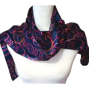 Long Blue Scarf Wrap Chiffon Satin Semi Sheer Circles Versatile 60"